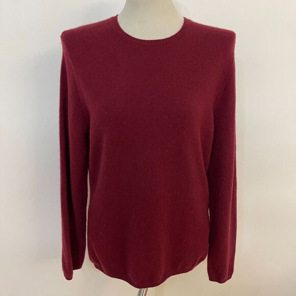Prive Sweater Large Maroon Wine Red 100% Cashmere - Picture 1 of 8